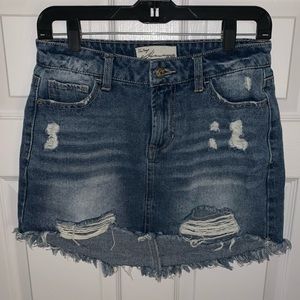 vintage havana frayed denim mini skirt | size 26